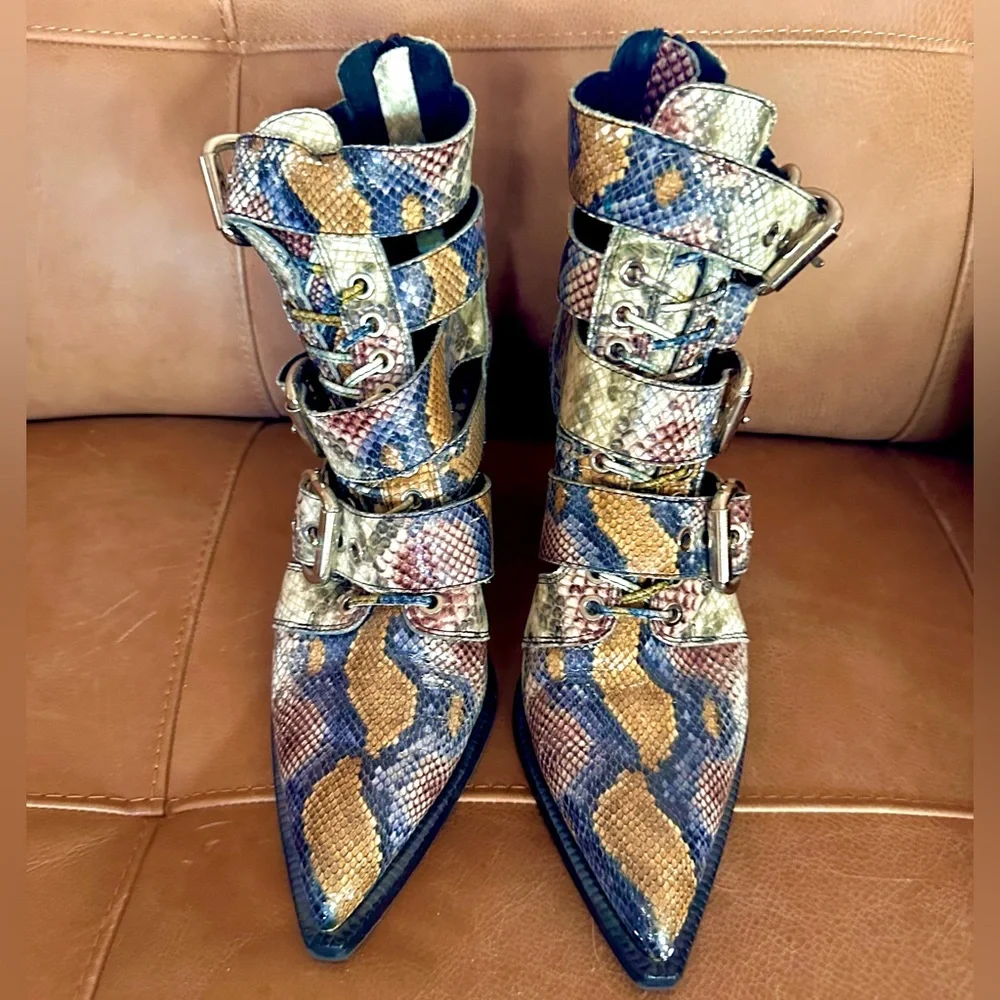 Jeffery Campbell multi color snake print boots - Picture 5 of 7